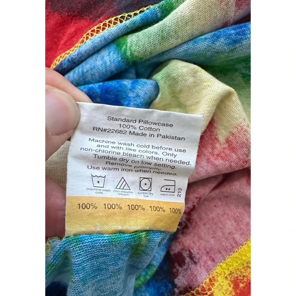 Vintage Y2K Hanes Groovy Tie Dye Full Sheet Set Jersey Knit Cotton Rainbow